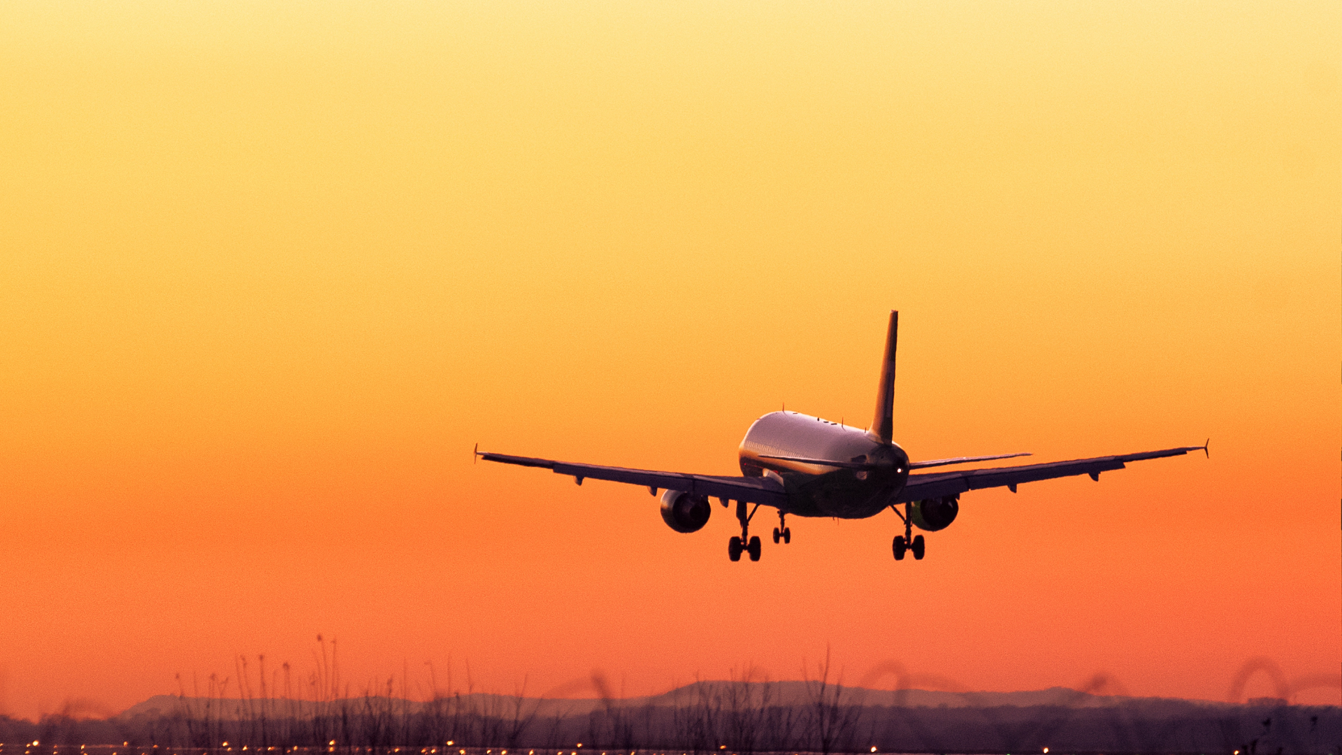 Image of an airplane landing or taking off